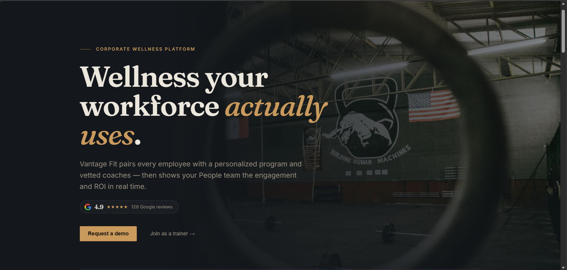 Vantage Fit landing page built with frontend-design